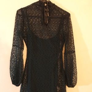 Zara long sleeve black lace dress